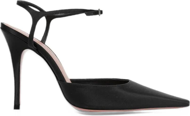Amina Muaddi Carolyn pumps 100 black satin and white crystal Zwart