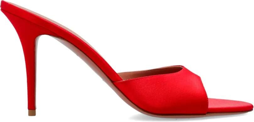 Amina Muaddi Elodie satijnen sandalen Rood