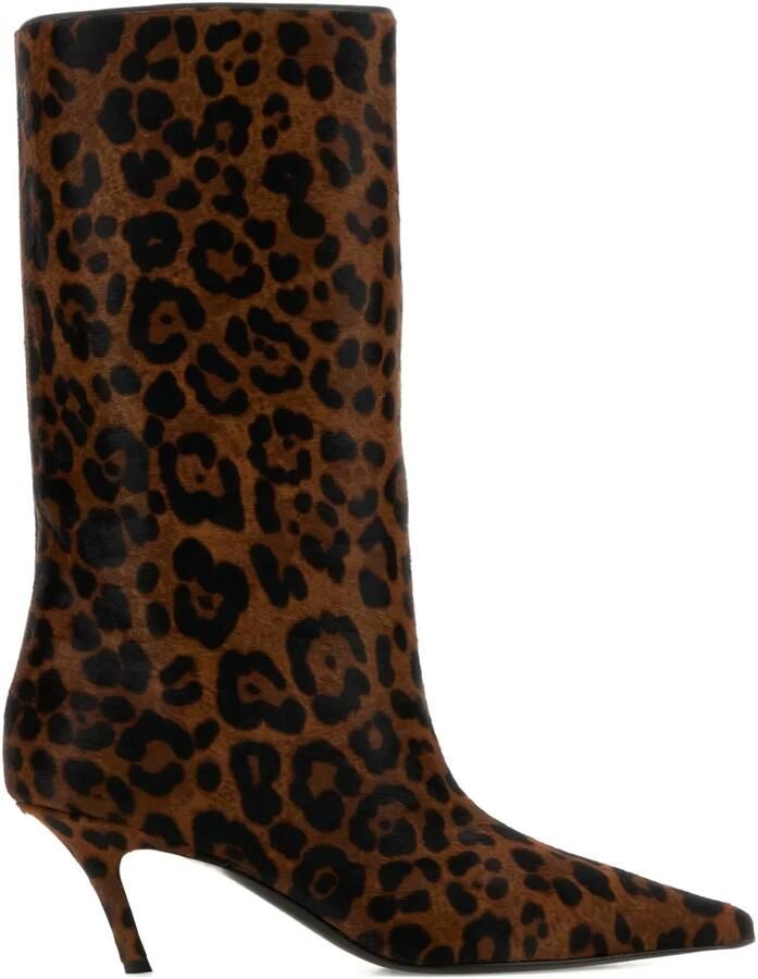 Amina Muaddi Fiona 60mm laarzen met dierenprint Bruin