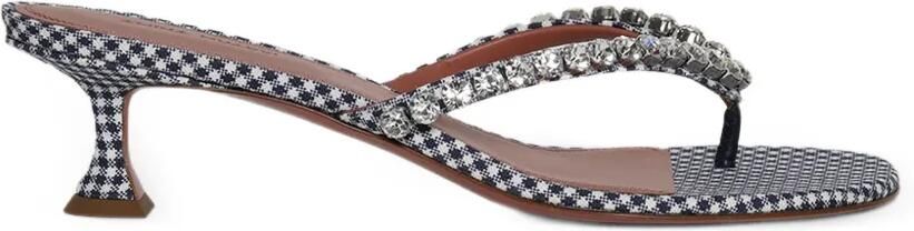 Amina Muaddi Gigi gingham sandalen verfraaid met kristallen Blauw