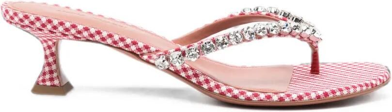 Amina Muaddi Gigi sandalen verfraaid met kristallen en gingham-patroon Rood