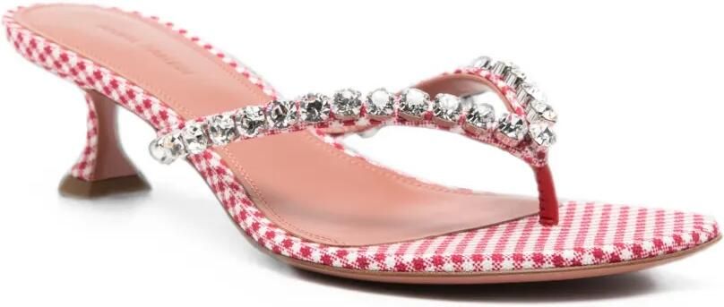 Amina Muaddi Gigi sandalen verfraaid met kristallen en gingham-patroon Rood - Foto 3