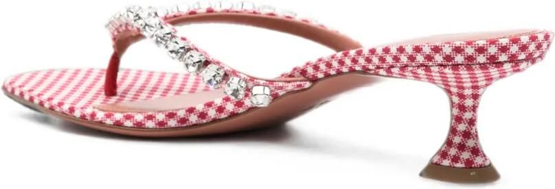 Amina Muaddi Gigi sandalen verfraaid met kristallen en gingham-patroon Rood - Foto 4