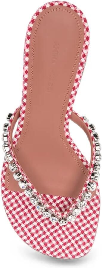 Amina Muaddi Gigi sandalen verfraaid met kristallen en gingham-patroon Rood - Foto 2