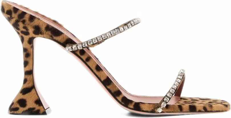 Amina Muaddi Gilda leopard-print sandals Bruin