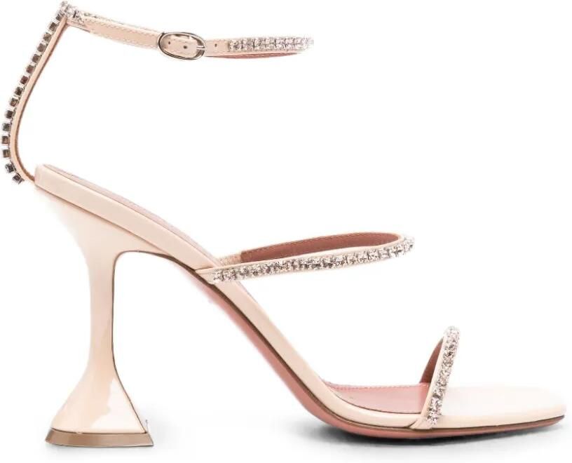 Amina Muaddi Gilda sandalen verfraaid met kristallen Beige