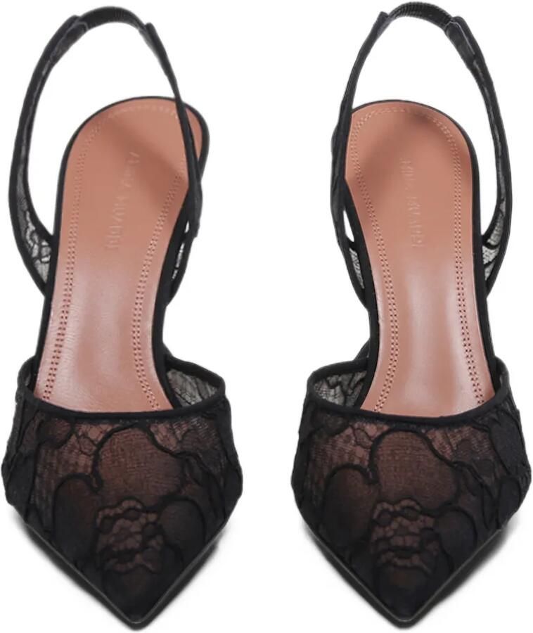 Amina Muaddi Holli lace sling 95 black-lace pumps Zwart - Foto 2
