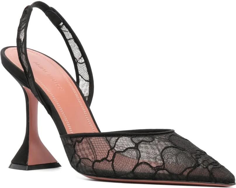 Amina Muaddi Holli lace sling 95 black lace pumps Zwart - Foto 3