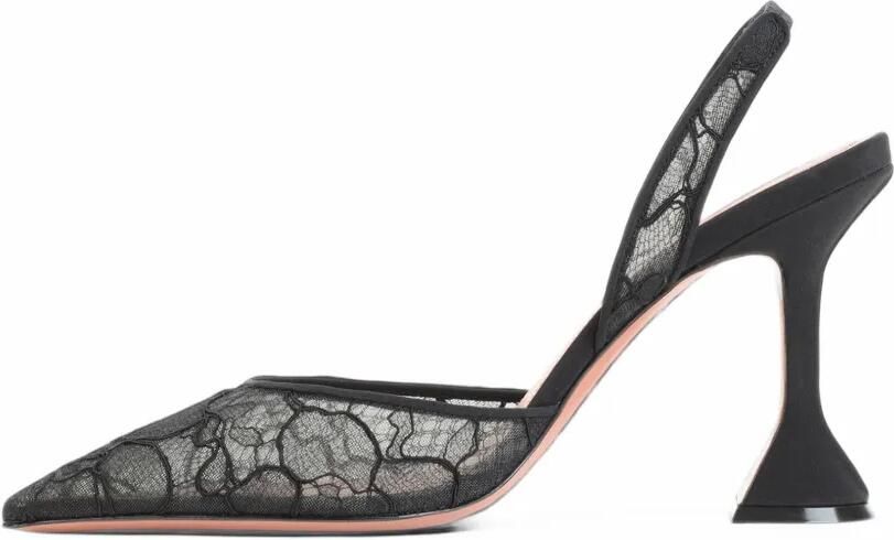 Amina Muaddi Holli lace sling 95 black lace Zwart - Foto 5