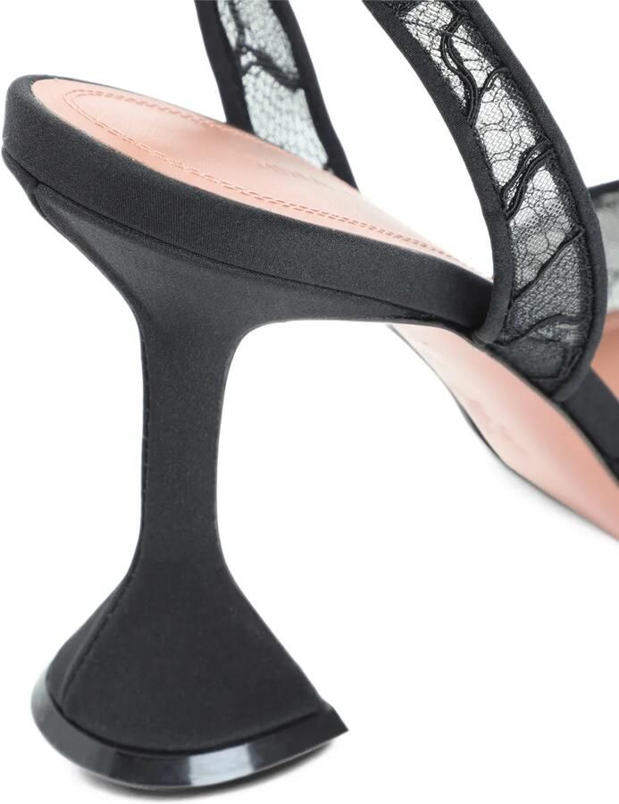 Amina Muaddi Holli lace sling 95 black lace Zwart - Foto 3
