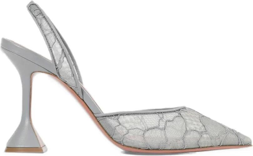 Amina Muaddi Holli lace sling pumps 95 Grijs