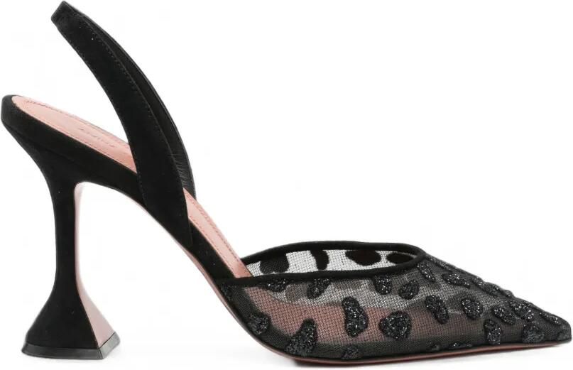 Amina Muaddi Holli mesh pumps met luipaardprint Zwart