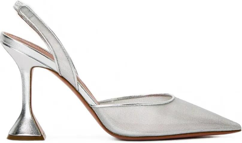Amina Muaddi Holli mesh pumps Zilver