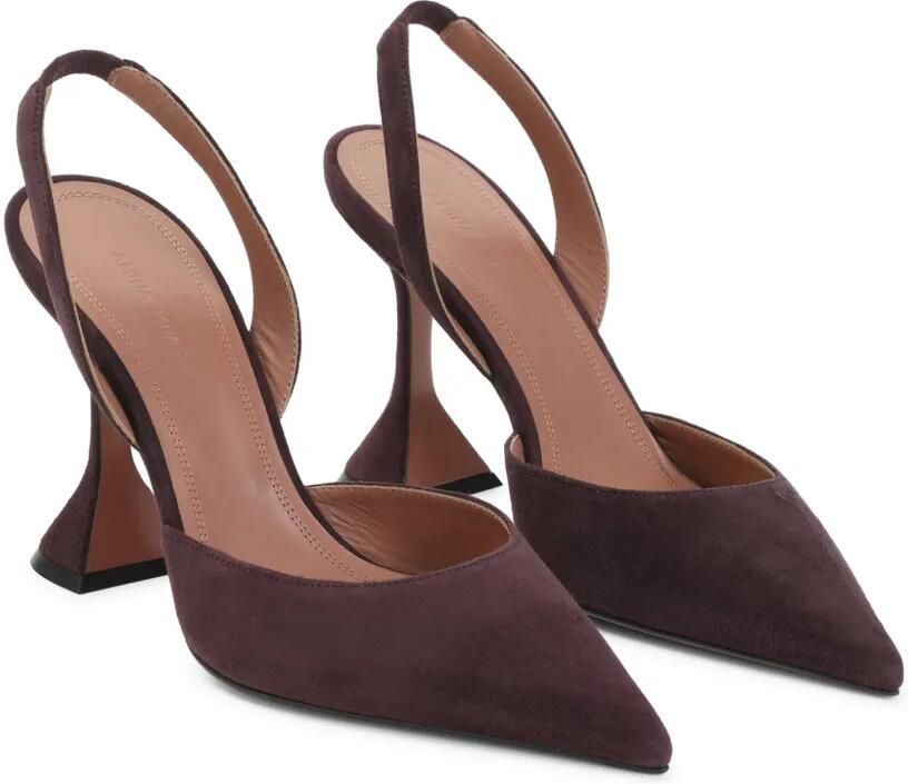 Amina Muaddi Holli Sling suede pumps Rood - Foto 3