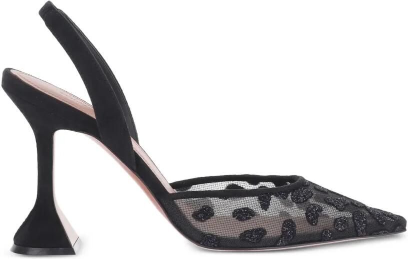 Amina Muaddi Holli slingback pumps met kant Zwart