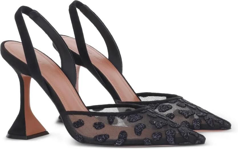 Amina Muaddi Holli slingback pumps met kant Zwart - Foto 4