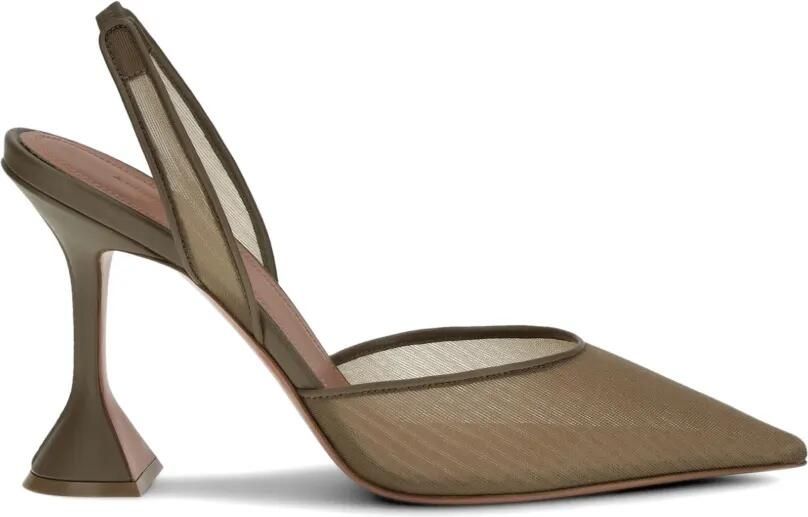 Amina Muaddi Holli slingback sandalen met mesh Groen