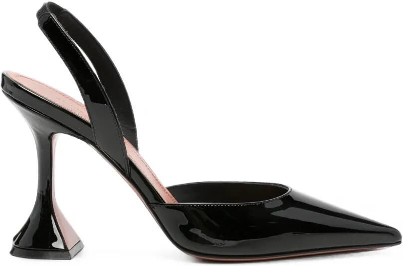 Amina Muaddi Hollis lakleren slingback pumps Zwart