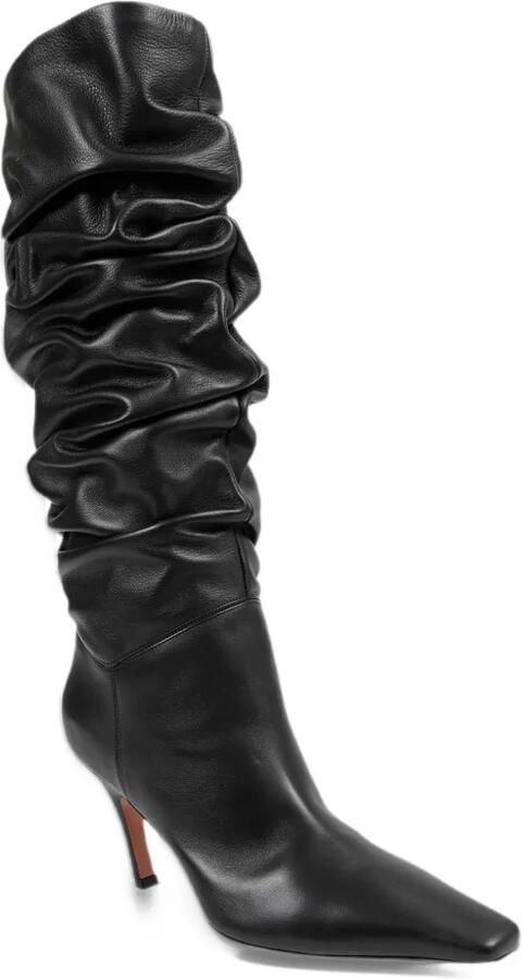Amina Muaddi Jamie slouch bootie 80 black nappa Zwart