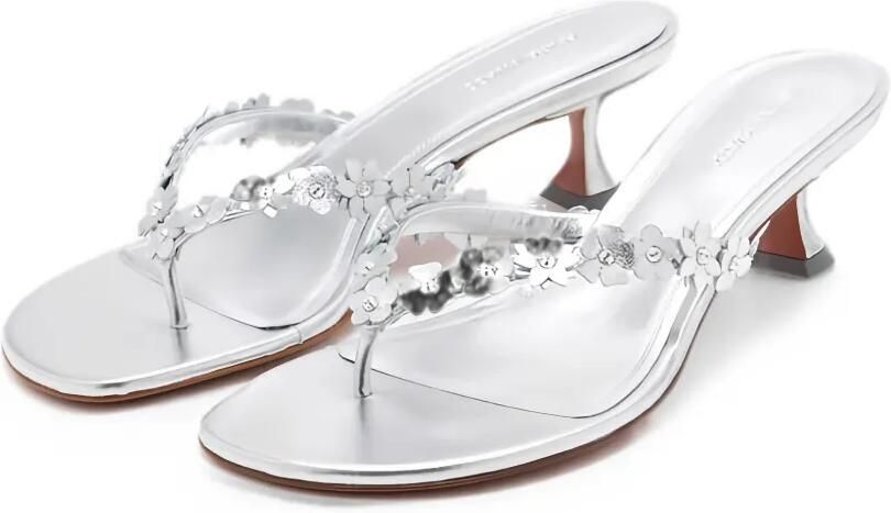 Amina Muaddi Janis 45 zandloper sandalen met bloemapplicatie Wit - Foto 3