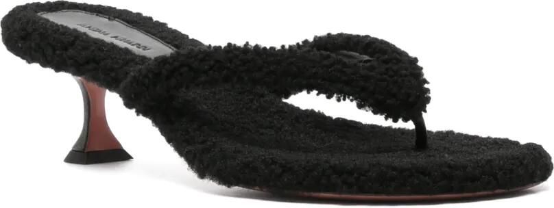 Amina Muaddi Juliette shearling sandals Zwart - Foto 4
