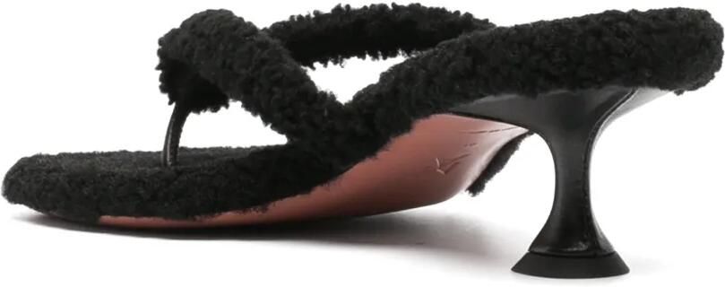 Amina Muaddi Juliette shearling sandals Zwart - Foto 3