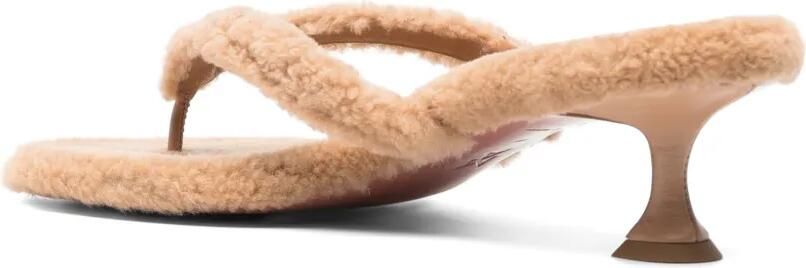 Amina Muaddi Juliette shearling shoes Beige - Foto 3