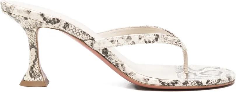 Amina Muaddi Juliette slippers met print Beige