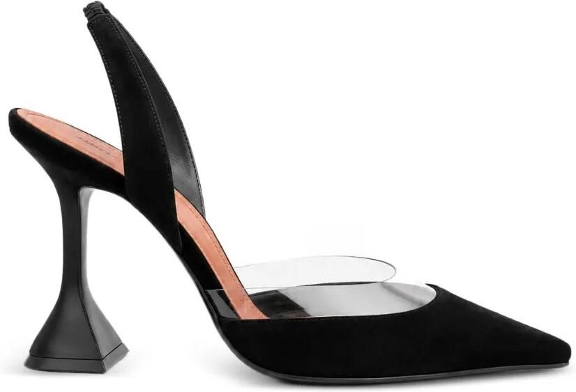 Amina Muaddi Lara suède slingback pumps Zwart