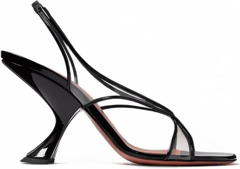 Amina Muaddi Lena slingback sandalen Zwart