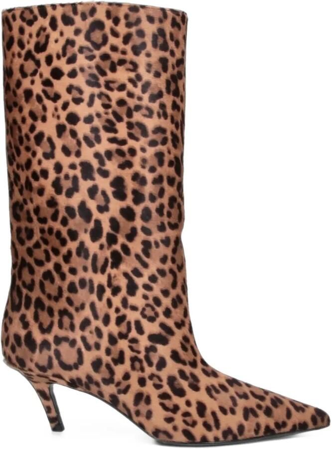 Amina Muaddi leopard-print calf hair boots Bruin