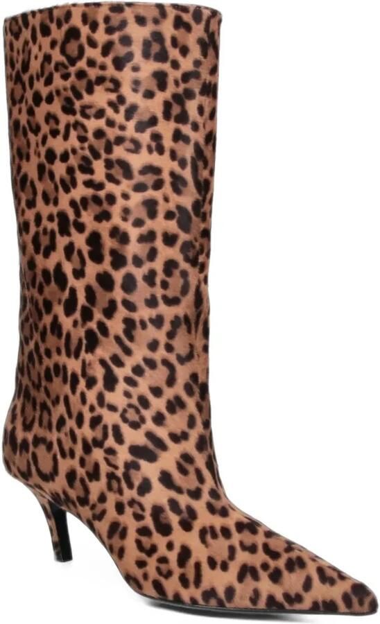 Amina Muaddi leopard-print calf hair boots Bruin - Foto 4