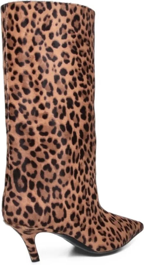 Amina Muaddi leopard-print calf hair boots Bruin - Foto 5