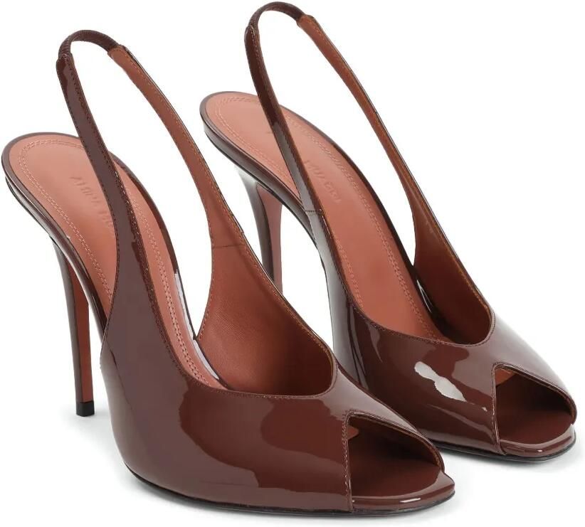 Amina Muaddi Leren sandalen Bruin - Foto 3