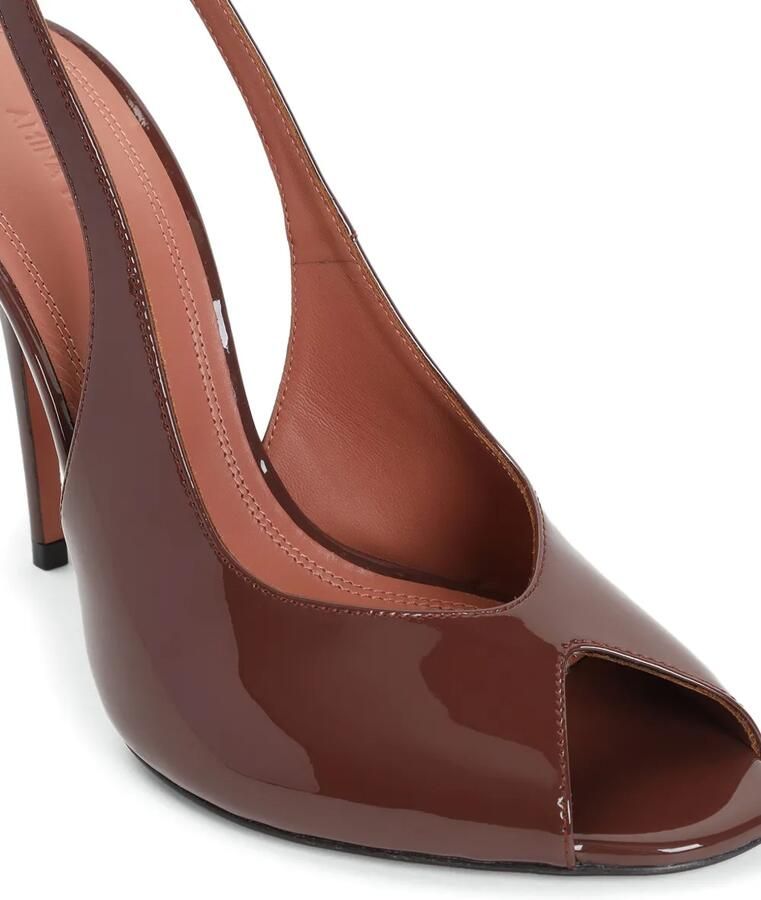 Amina Muaddi Leren sandalen Bruin - Foto 2