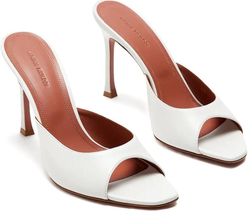 Amina Muaddi Leren sandalen Wit - Foto 3