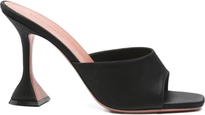Amina Muaddi Lupita 95 satijnen slippers Zwart