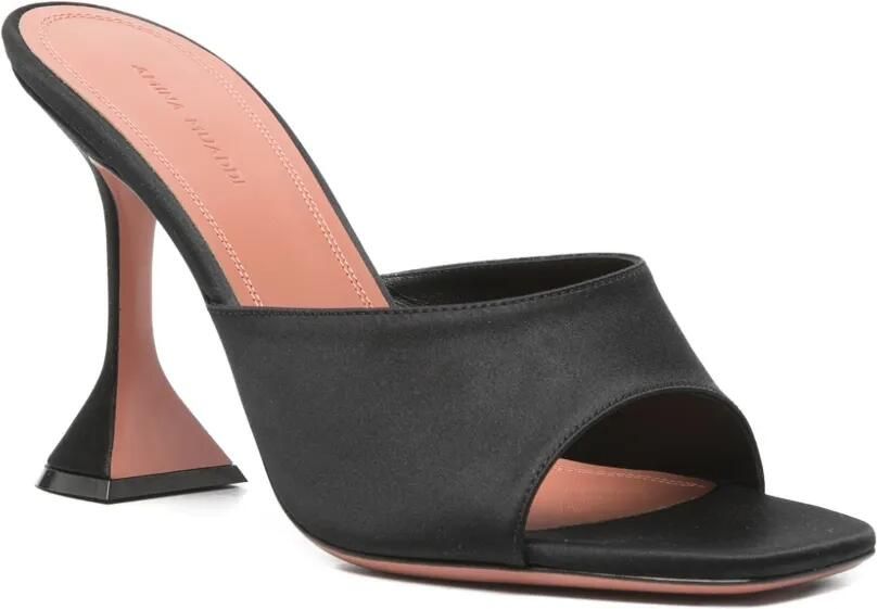 Amina Muaddi Lupita 95 satijnen slippers Zwart - Foto 2