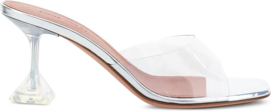 Amina Muaddi Lupita glazen slippers Wit