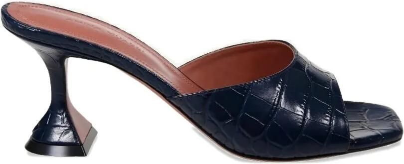 Amina Muaddi Lupita leren sandalen met krokodillen-reliëf Blauw