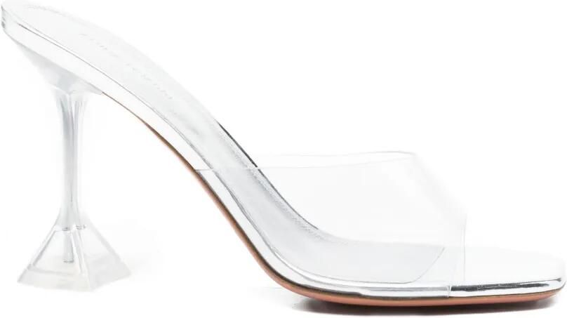 Amina Muaddi Lupita glazen slippers 95 doorzichtig PVC Wit