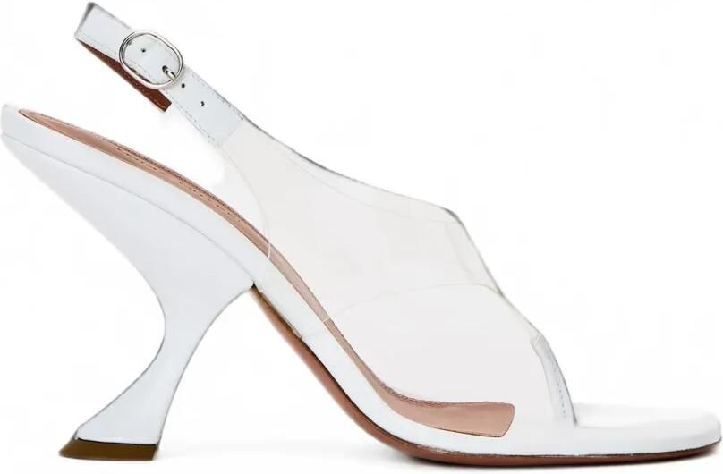 Amina Muaddi Mackenzie sandalen met string en hak Wit