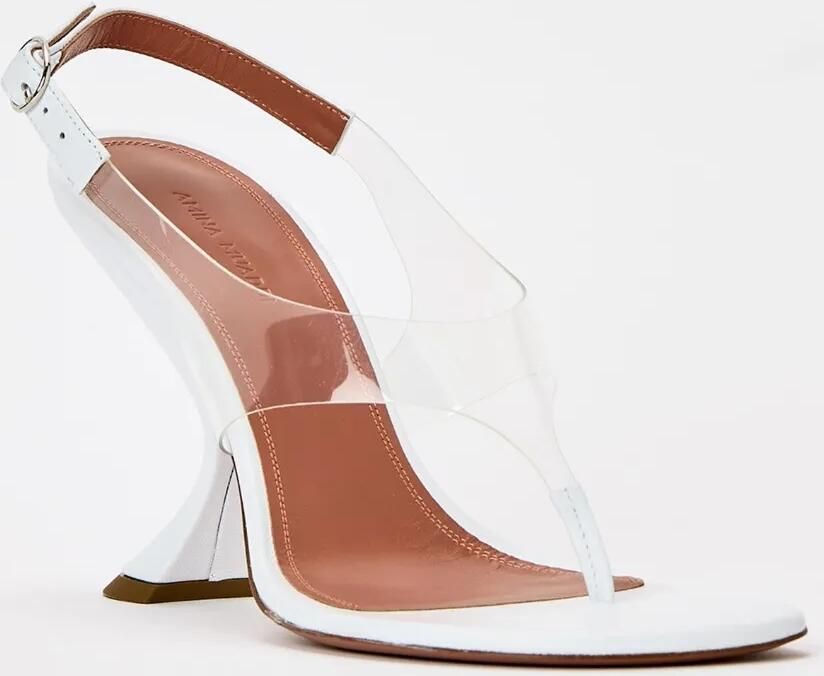 Amina Muaddi Mackenzie sandalen met string en hak Wit - Foto 4