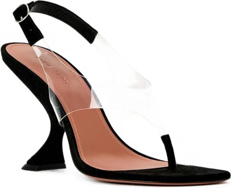 Amina Muaddi Mackenzie sandalen met string en hak Zwart