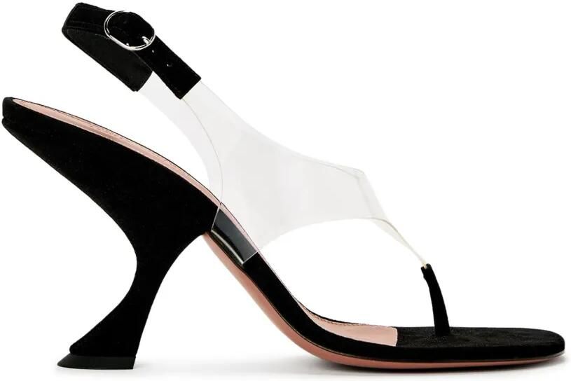 Amina Muaddi Mackenzie sandalen met string en hak Zwart - Foto 4