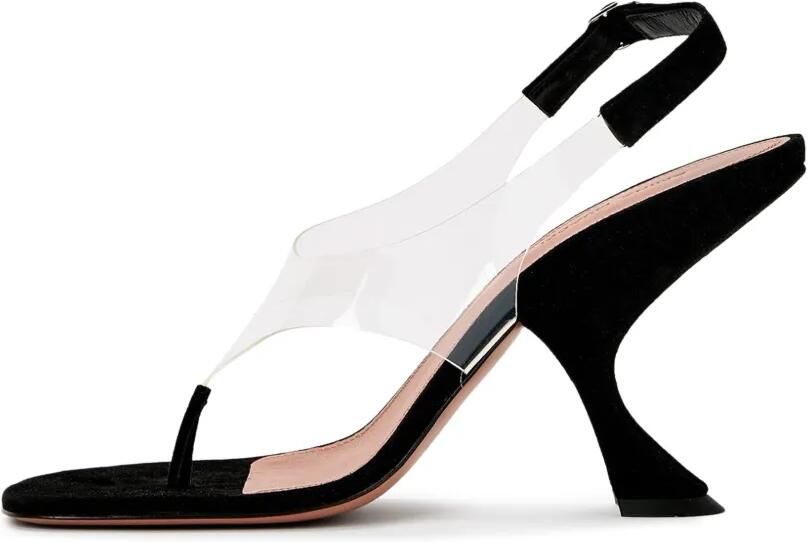 Amina Muaddi Mackenzie sandalen met string en hak Zwart - Foto 5