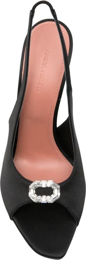 Amina Muaddi Mini Camelia slingback pumps Zwart - Foto 4