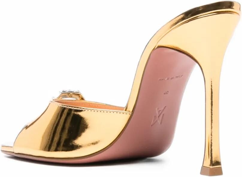 Amina Muaddi Mini Camelia slippers 105 gold mirror and white crystal buckle Goud - Foto 2