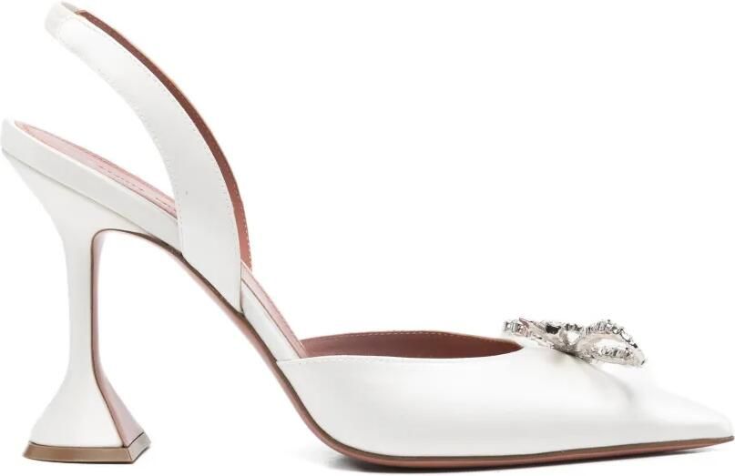 Amina Muaddi Rosie pumps met strikdetail Wit