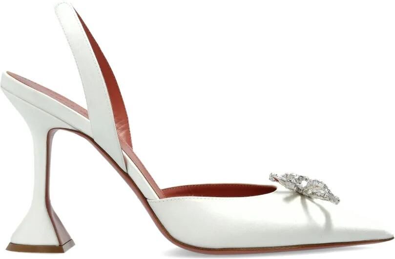 Amina Muaddi Rosie slingback pumps met strikdetail Wit